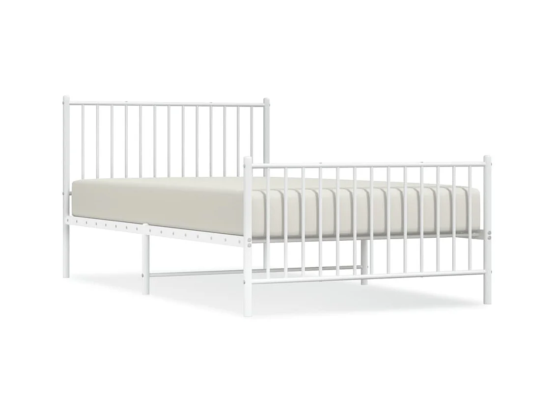 Cama 100x200 cm metal con cabecero y pie cama blanca ES71342