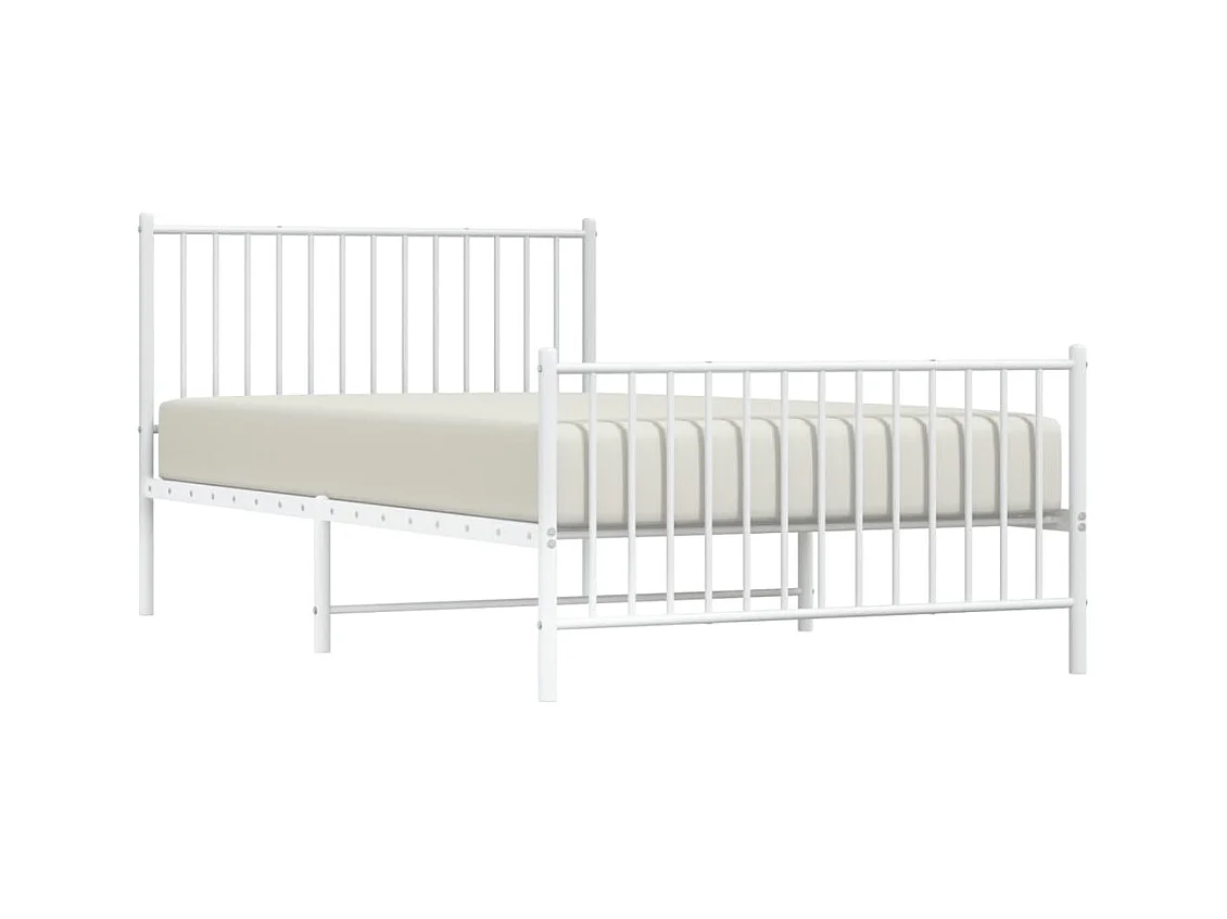 Cama 100x200 cm metal con cabecero y pie cama blanca ES71342