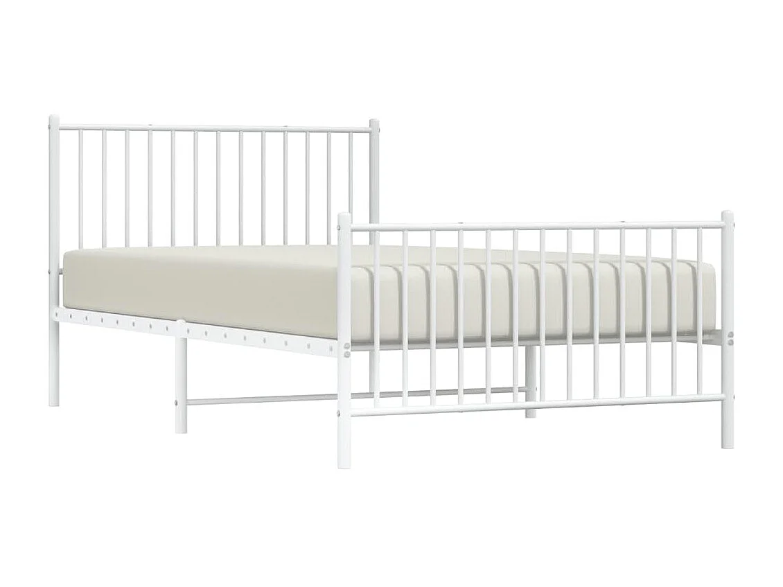 Cama com cabeceira e pés 107x203 cm metal branco PT624180