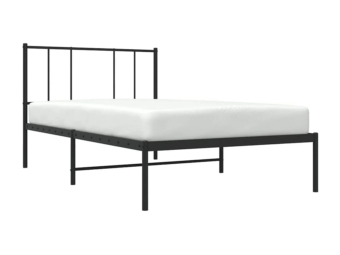 Lit-90x200 cm métal avec tête de lit noir EGGB26270