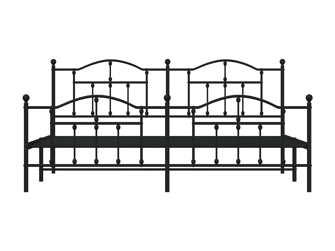 Lit-193x203 cm métal avec tête de lit/pied de lit noir EGGB91592