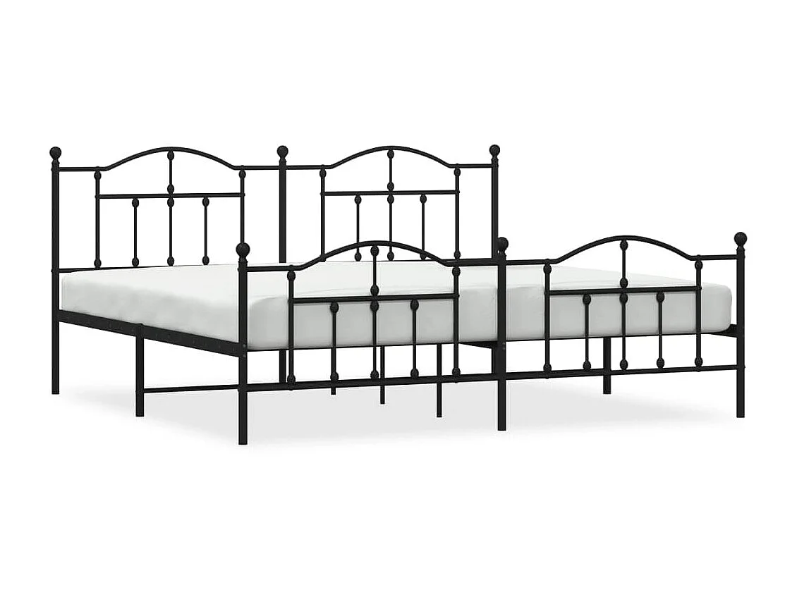 Cama com cabeceira e pés 193x203 cm metal preto PT467088