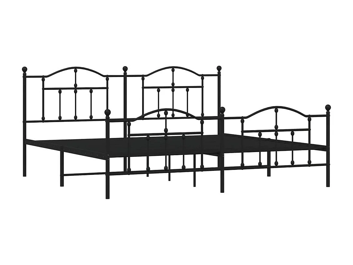 Cama com cabeceira e pés 193x203 cm metal preto PT467088
