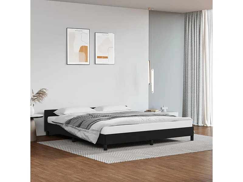 Bedframe met hoofdbord kunstleer zwart 160x200 cm NL56379
