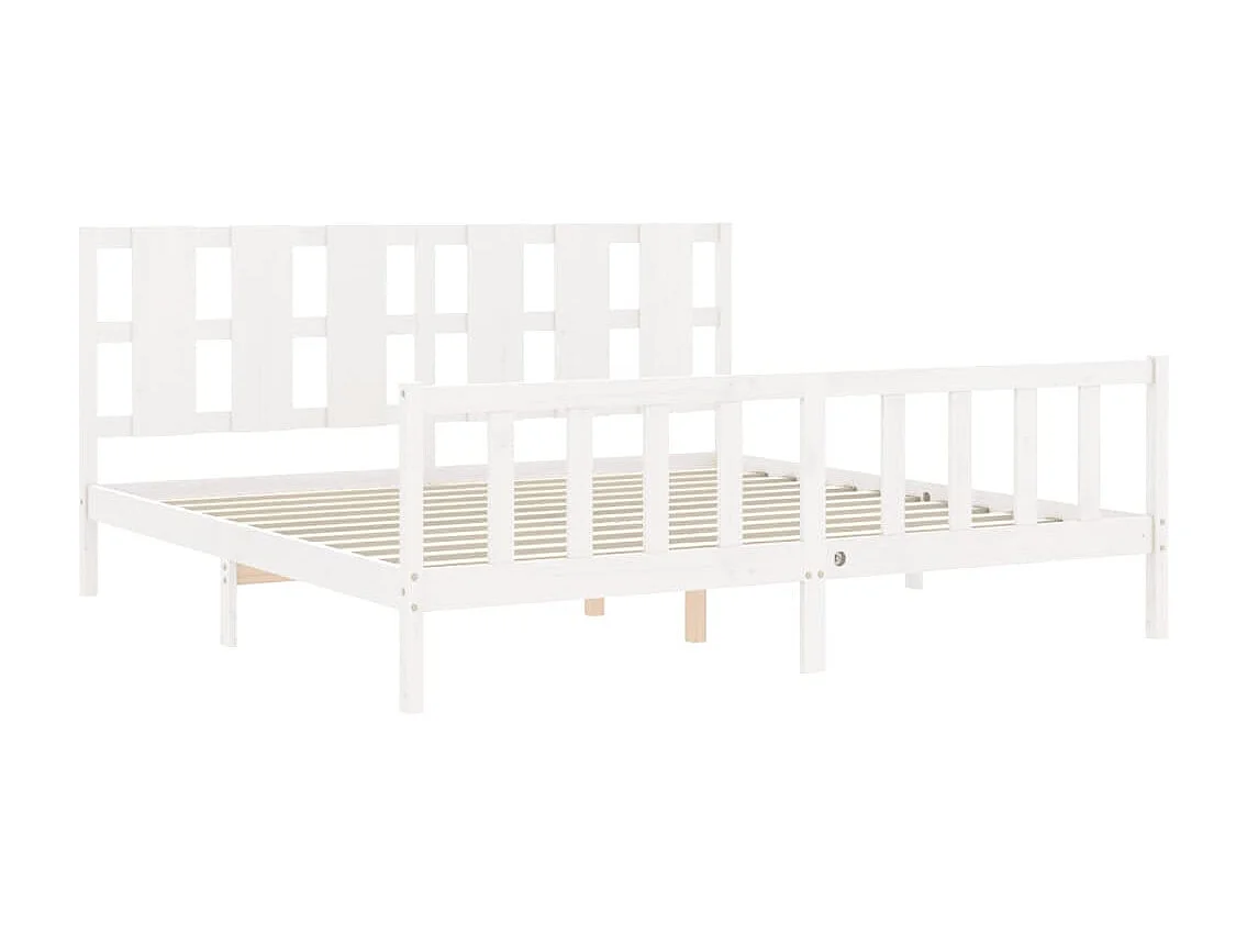Lit-180x200 cm avec tête de lit blanc bois massif EGGB74119