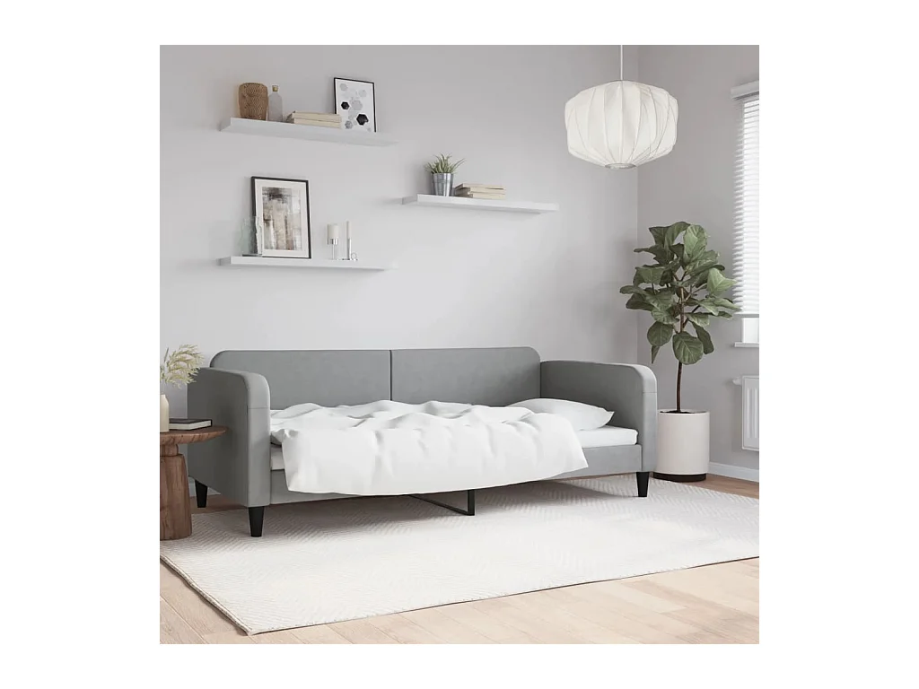 Lit-90x200 cm de repos gris clair Tissu EGGB87231