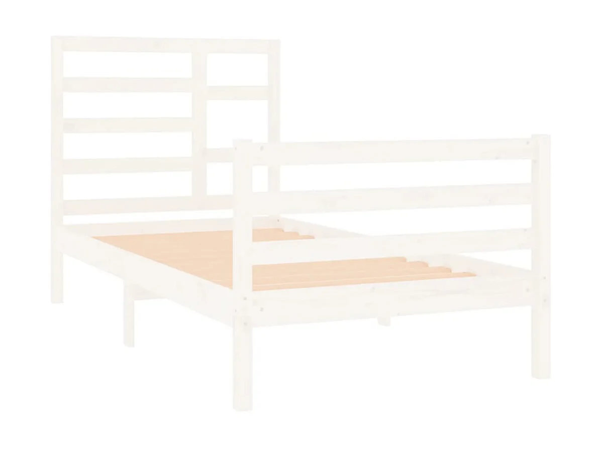 Cama 90x190 cm individual madera maciza blanco ES90467
