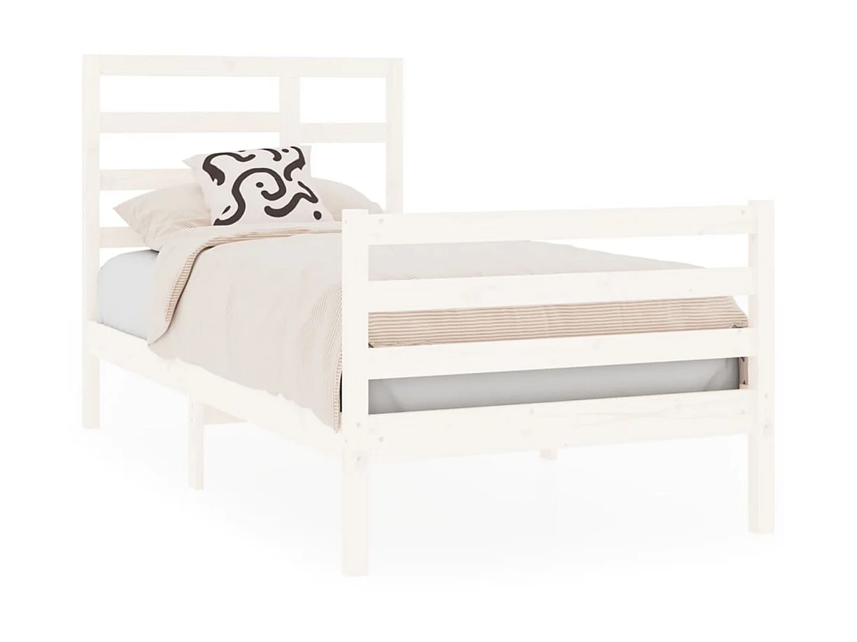 Cama 90x190 cm individual madera maciza blanco ES90467