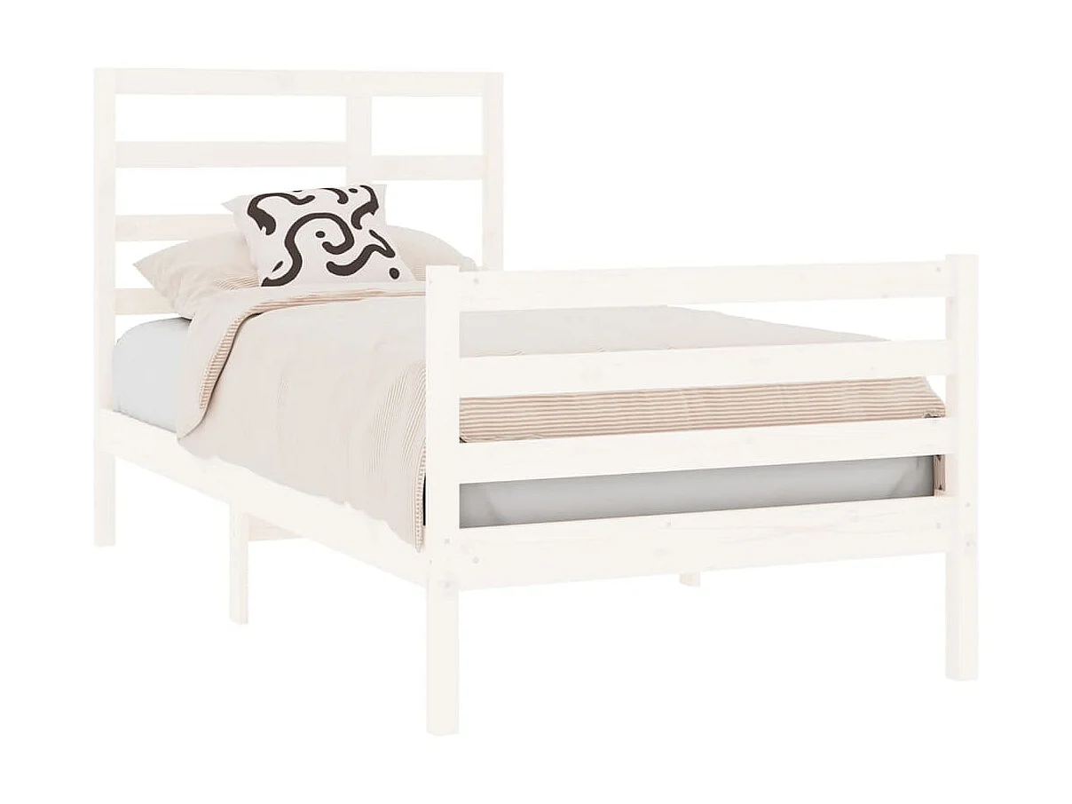Cama 90x190 cm individual madera maciza blanco ES90467