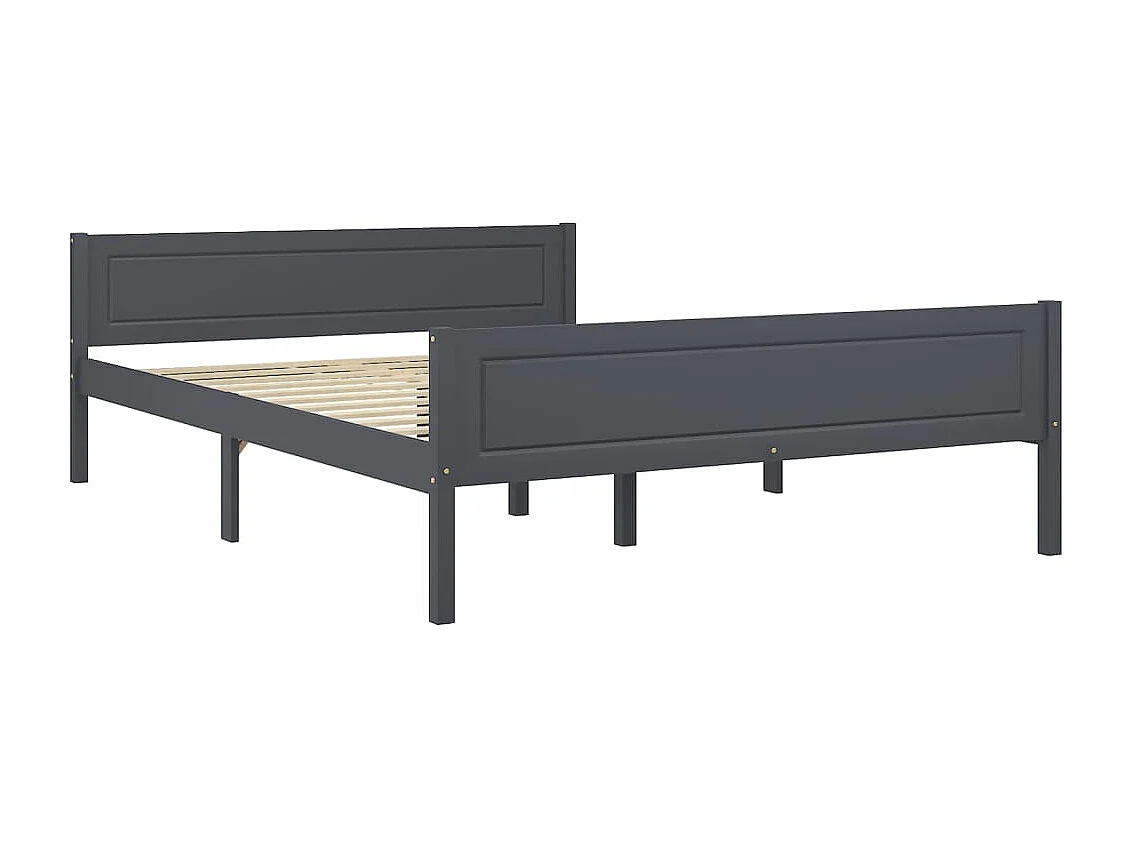 Lit-140x200 cm Bois de pin massif Gris EGGB96017