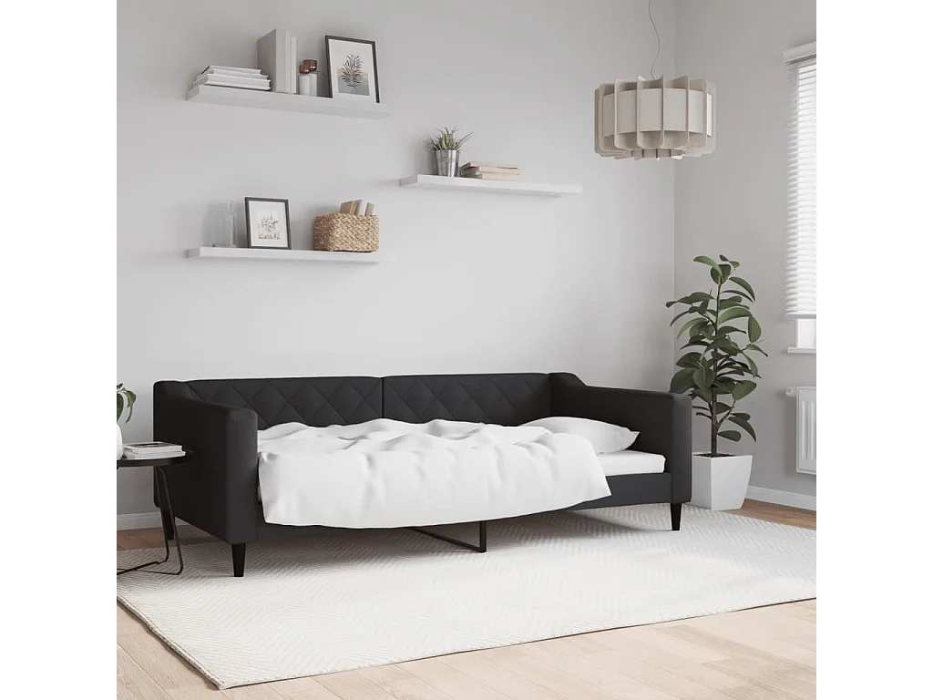 Lit-90x190 cm de repos noir tissu EGGB53934