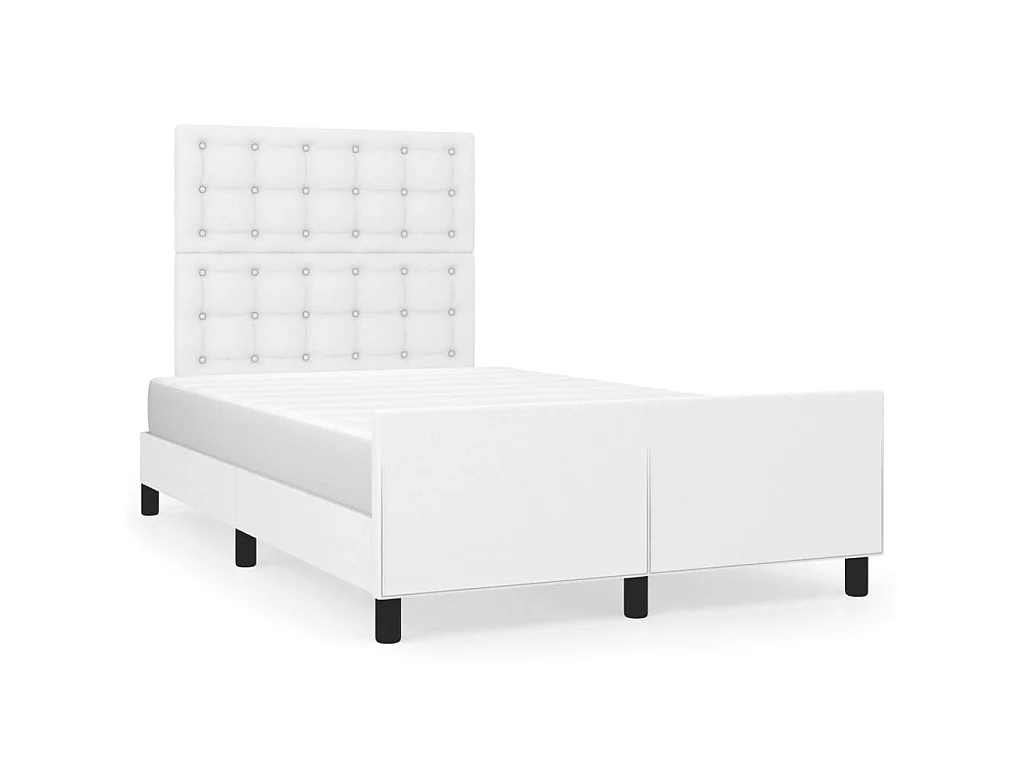 Cama 120x200 cm cabecero cuero sintético blanco ES91323
