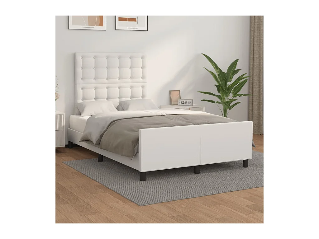 Lit-120x200 cm avec tête de lit Blanc Similicuir EGGB87792
