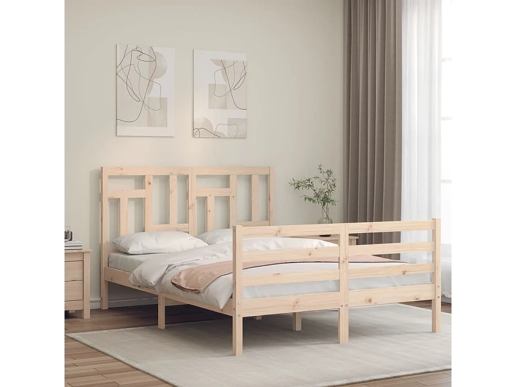 Lit-120x190 cm avec tête de lit petit double bois massif EGGB75682