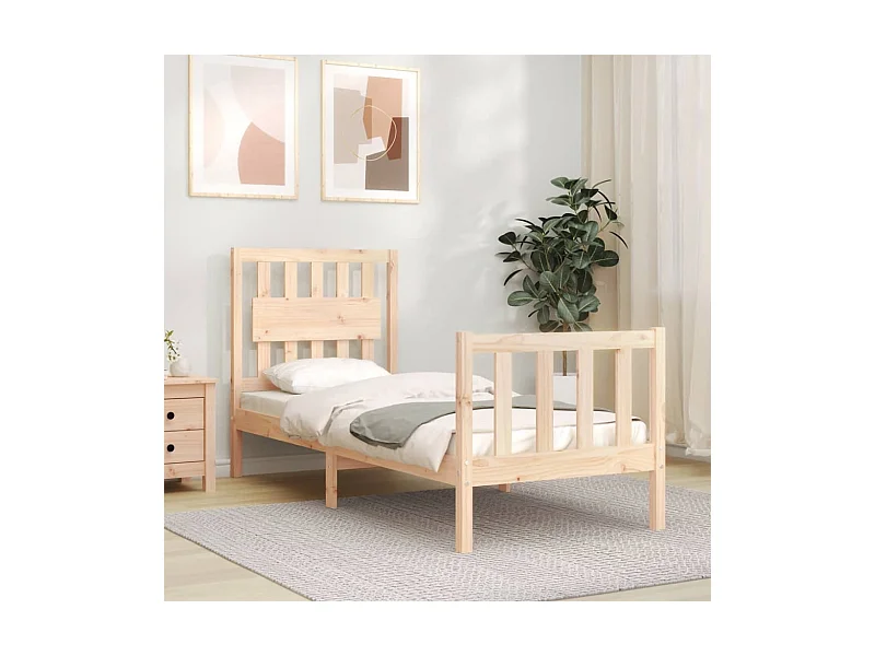 Lit-75x190 cm avec tête de lit petit simple bois massif EGGB53542