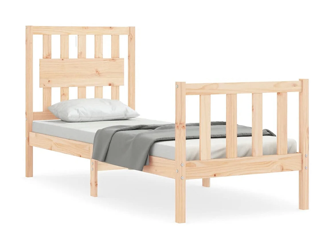 Lit-75x190 cm avec tête de lit petit simple bois massif EGGB53542