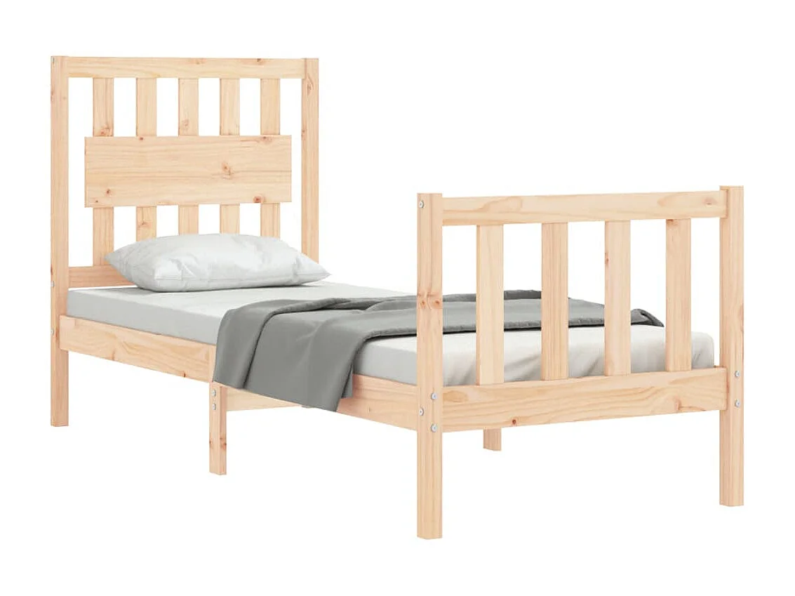 Lit-75x190 cm avec tête de lit petit simple bois massif EGGB53542