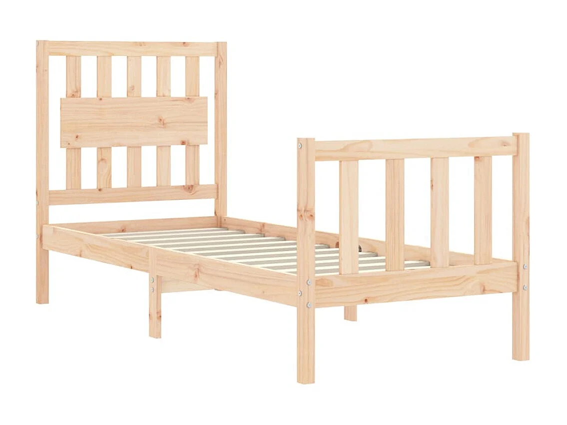 Lit-75x190 cm avec tête de lit petit simple bois massif EGGB53542