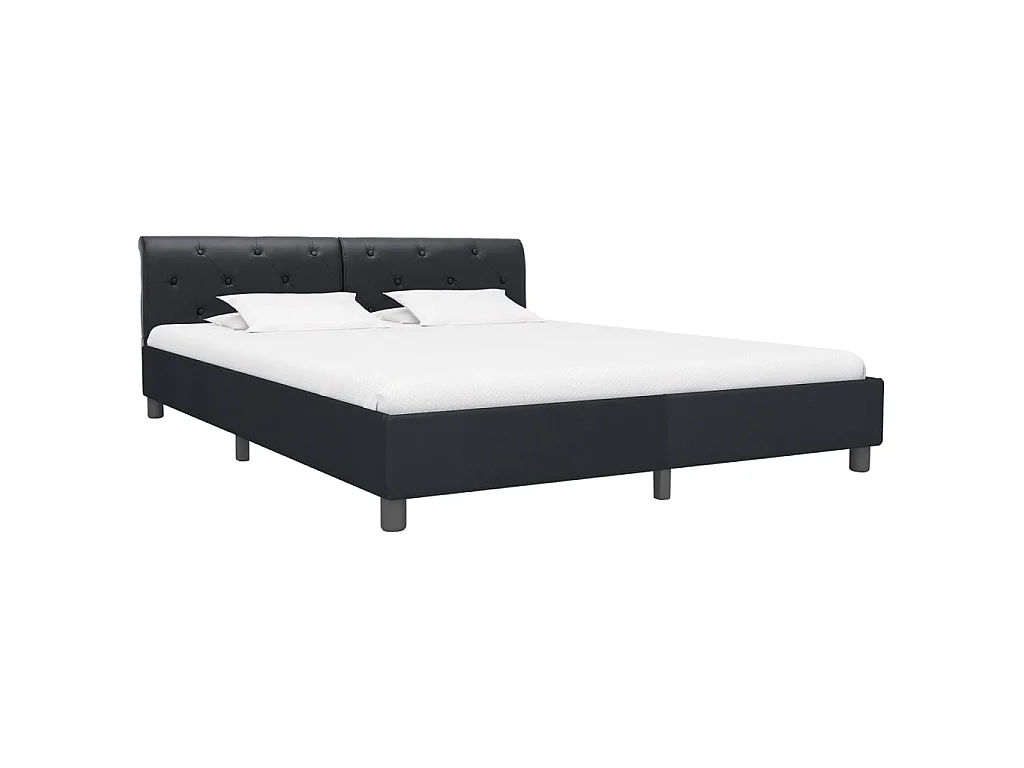 Cama 160x200 cm de cuero sintético negro ES28961