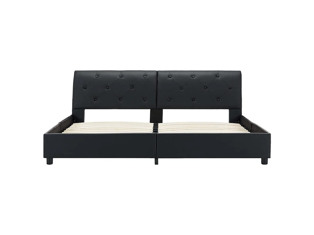 Cama 160x200 cm de cuero sintético negro ES28961