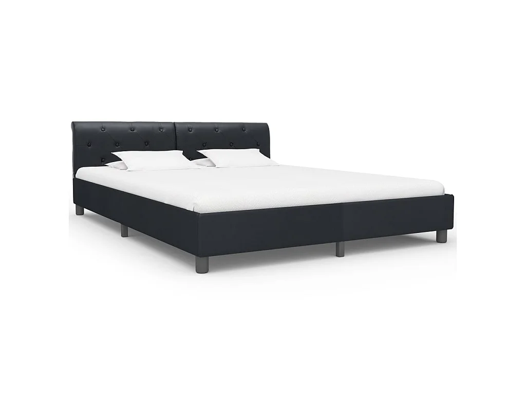 Cama 160x200 cm de cuero sintético negro ES28961