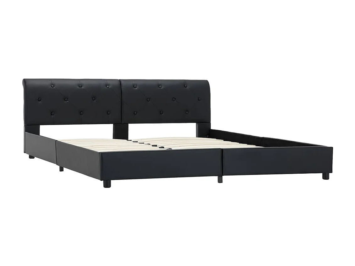 Cama 160x200 cm de cuero sintético negro ES28961