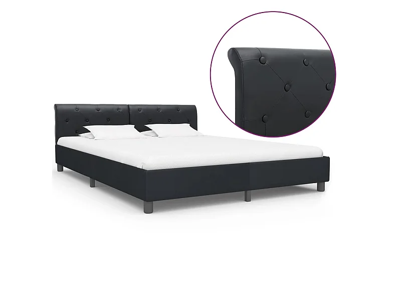 Lit-160x200 cm Noir Similicuir EGGB39638