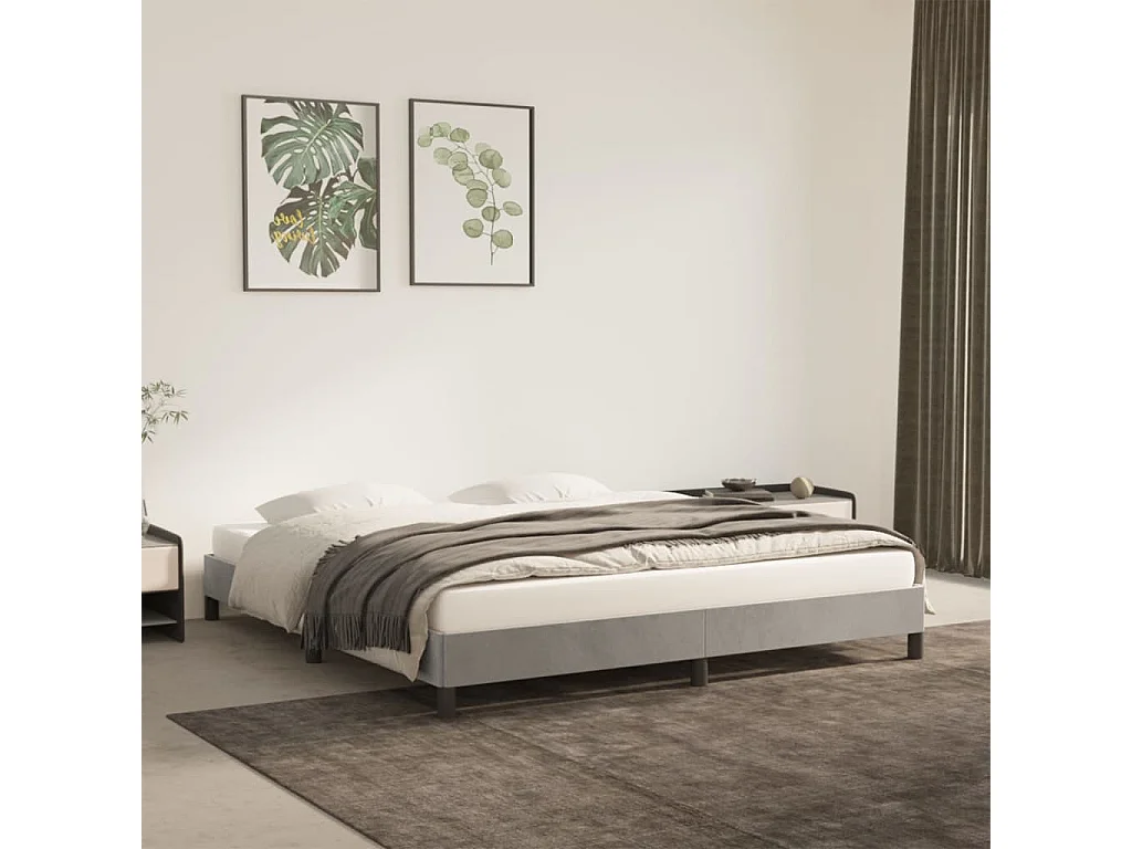 Lit-180x200 cm Gris clair Velours EGGB84290