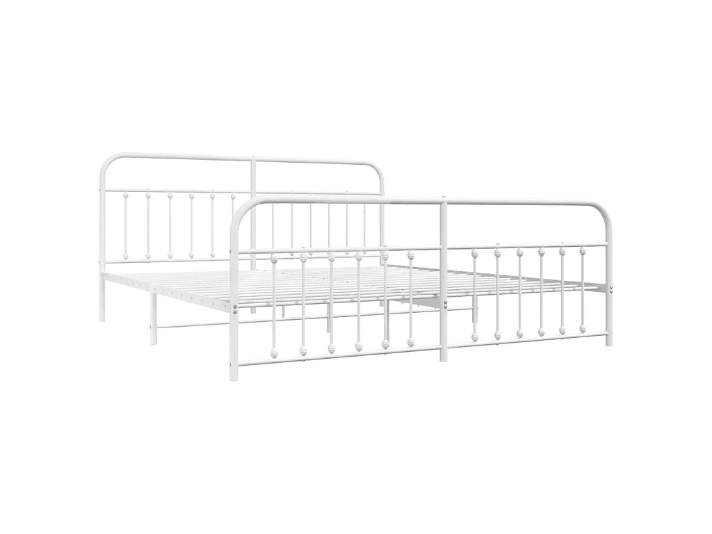 Lit-193x203 cm métal avec tête de lit/pied de lit blanc EGGB17930