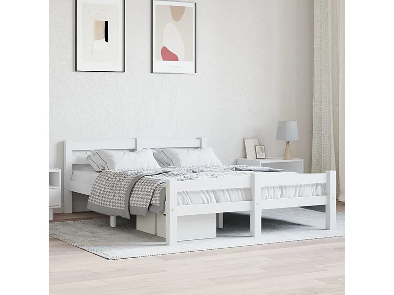 Bedframe massief grenenhout wit 140x200 cm NL50714