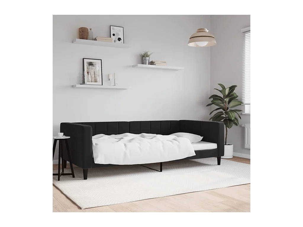 Lit-100x200 cm de repos noir velours EGGB70571