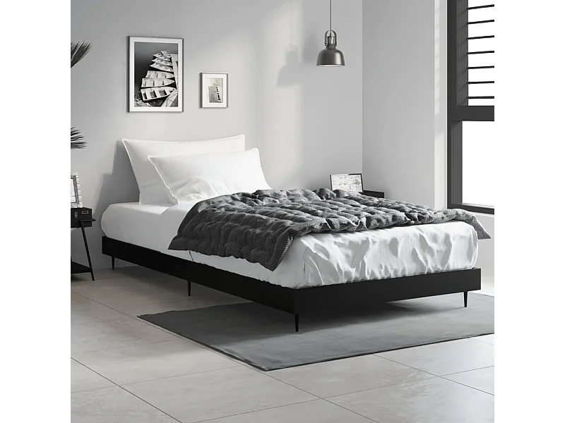 Cama 90x200 cm madera de ingeniería negra ES96068