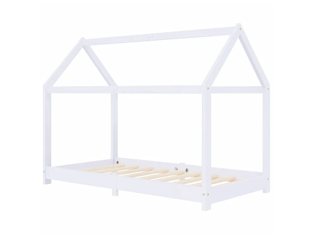Lit-80x160 cm d'enfant Blanc Bois de pin massif EGGB18365
