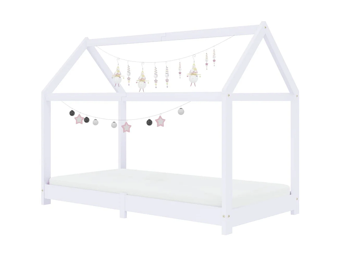 Lit-80x160 cm d'enfant Blanc Bois de pin massif EGGB18365
