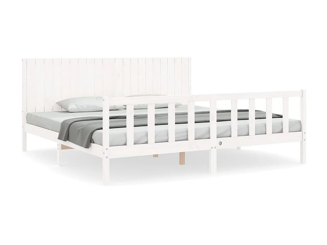Cama com cabeceira 200x200cm madeira maciça branco PT514084