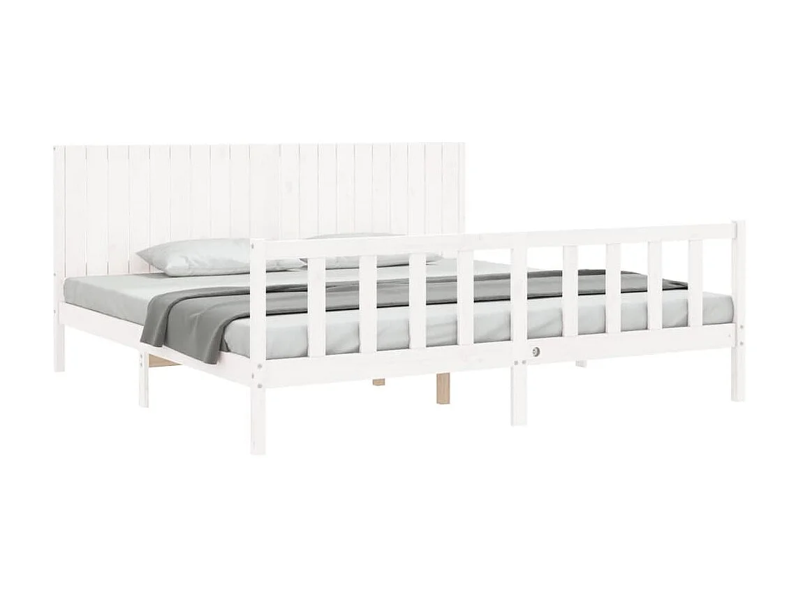 Cama com cabeceira 200x200cm madeira maciça branco PT514084