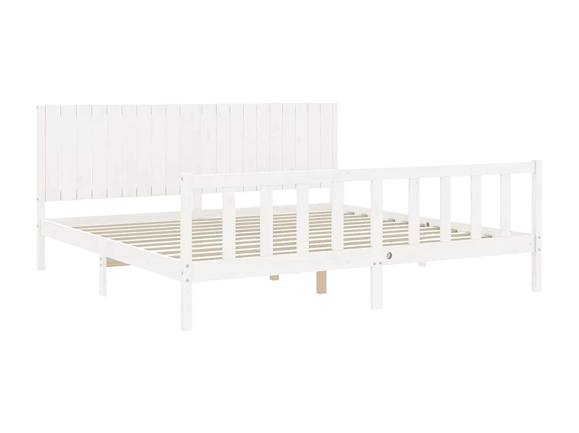 Cama com cabeceira 200x200cm madeira maciça branco PT514084