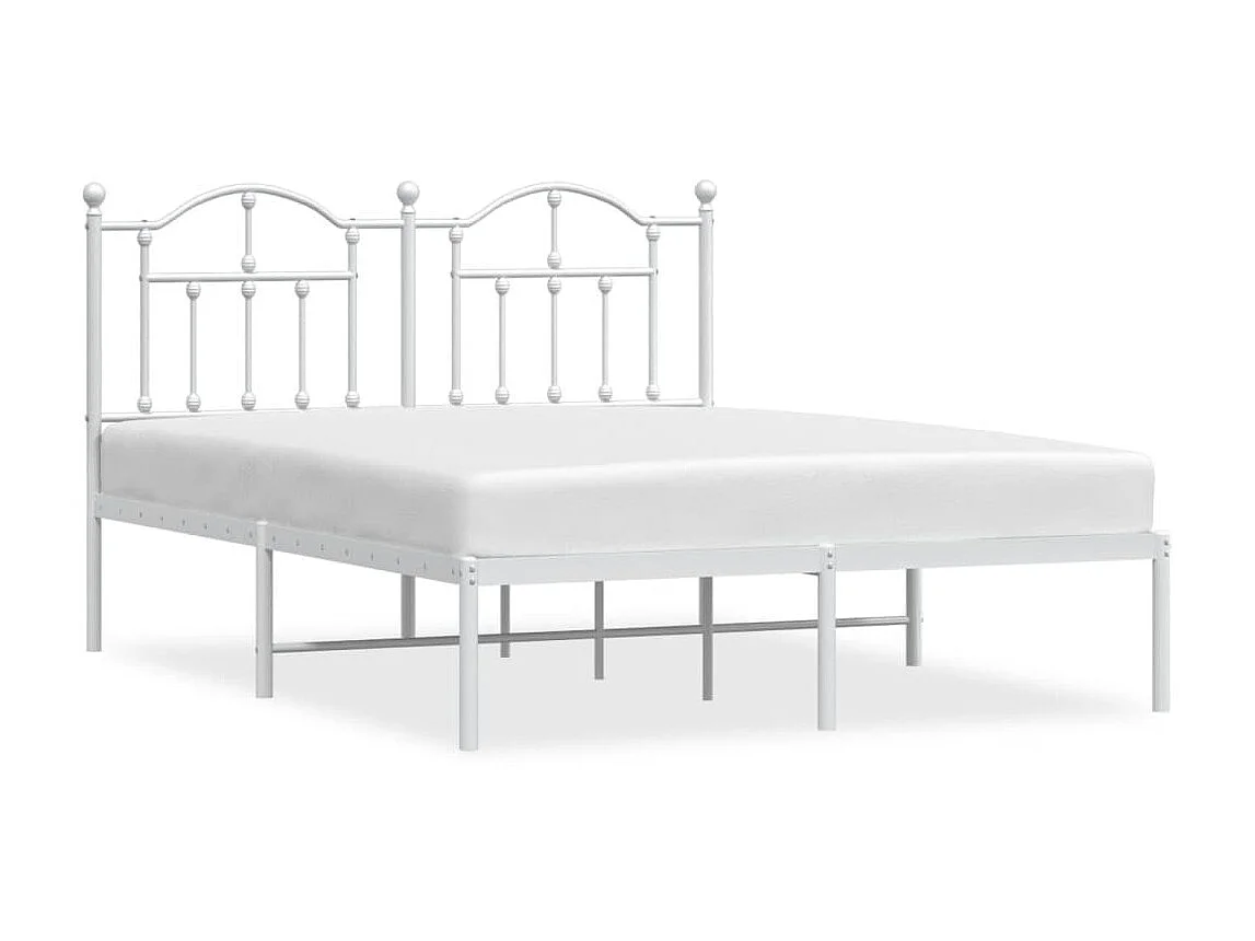 Lit-140x200 cm métal avec tête de lit blanc EGGB83264