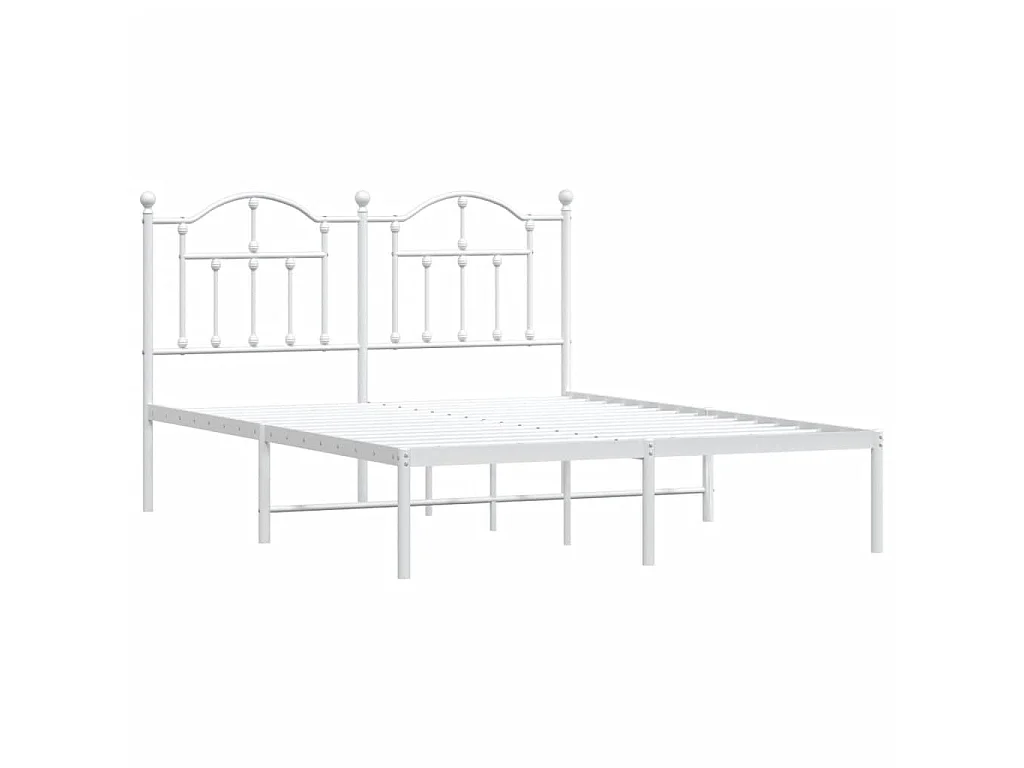 Lit-140x200 cm métal avec tête de lit blanc EGGB83264