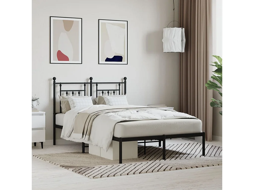 Lit-120x190 cm métal avec tête de lit noir EGGB23063