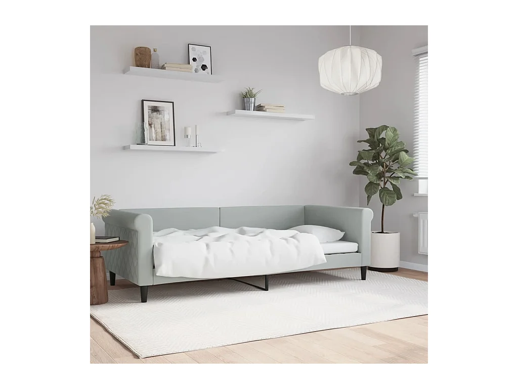 Lit-90x200 cm de repos gris clair velours EGGB89287