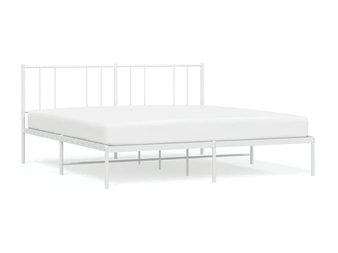 Lit-193x203 cm métal avec tête de lit blanc EGGB95316