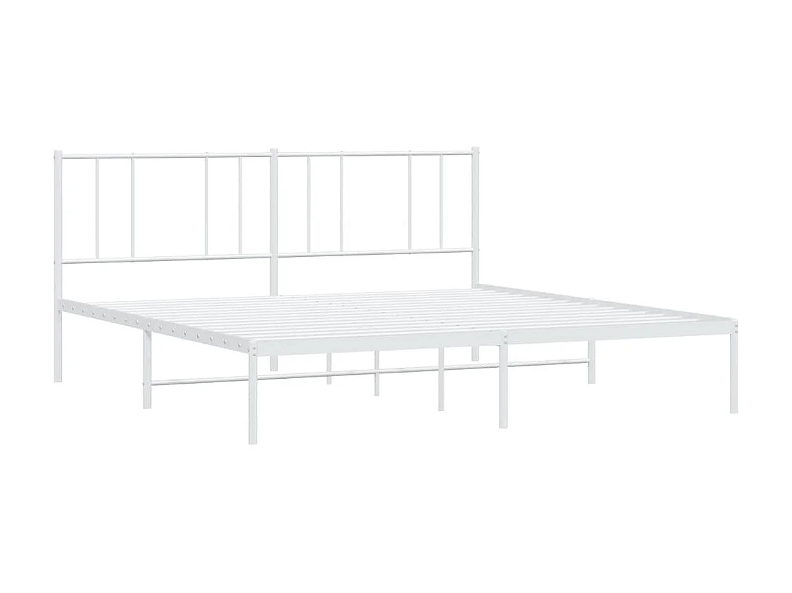 Lit-193x203 cm métal avec tête de lit blanc EGGB95316