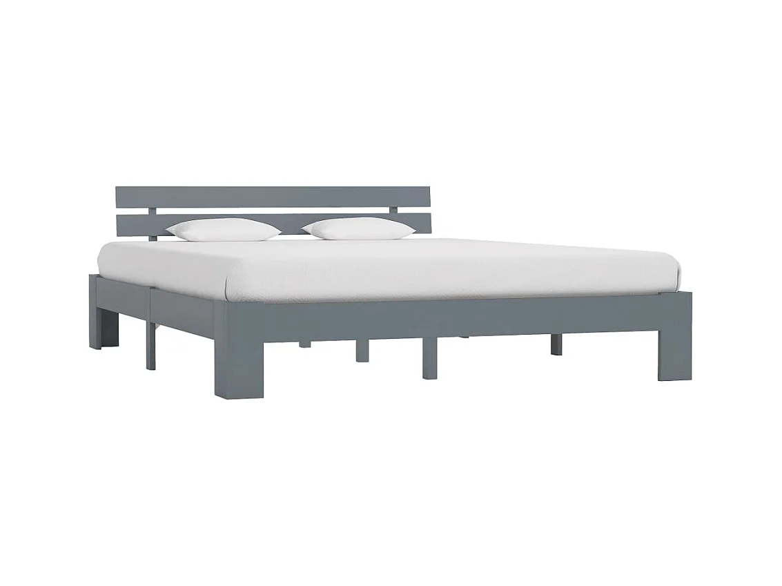 Lit-160x200 cm Gris Bois de pin massif EGGB40002
