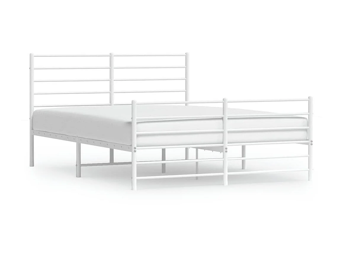 Cama 140x190 cm metal cabecero y estribo blanco ES53345