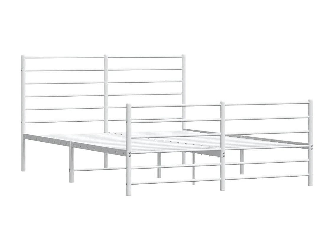 Cama com cabeceira e pés 140x190 cm metal branco PT568687