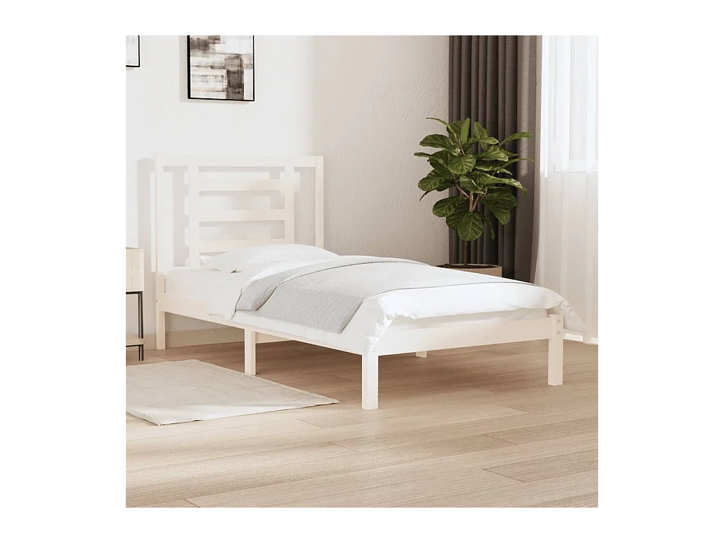 Bedframe massief grenenhout wit 90x190 cm NL99335