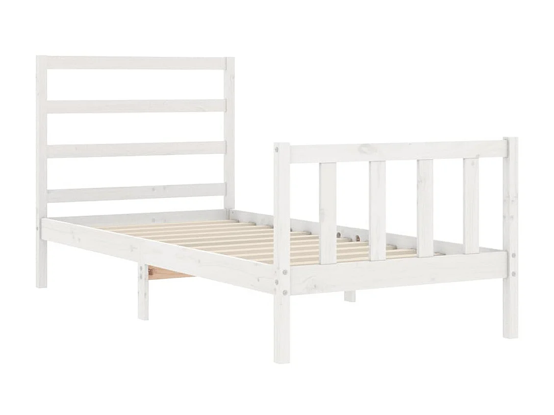 Lit-90x190 cm avec tête de lit blanc bois massif EGGB35392