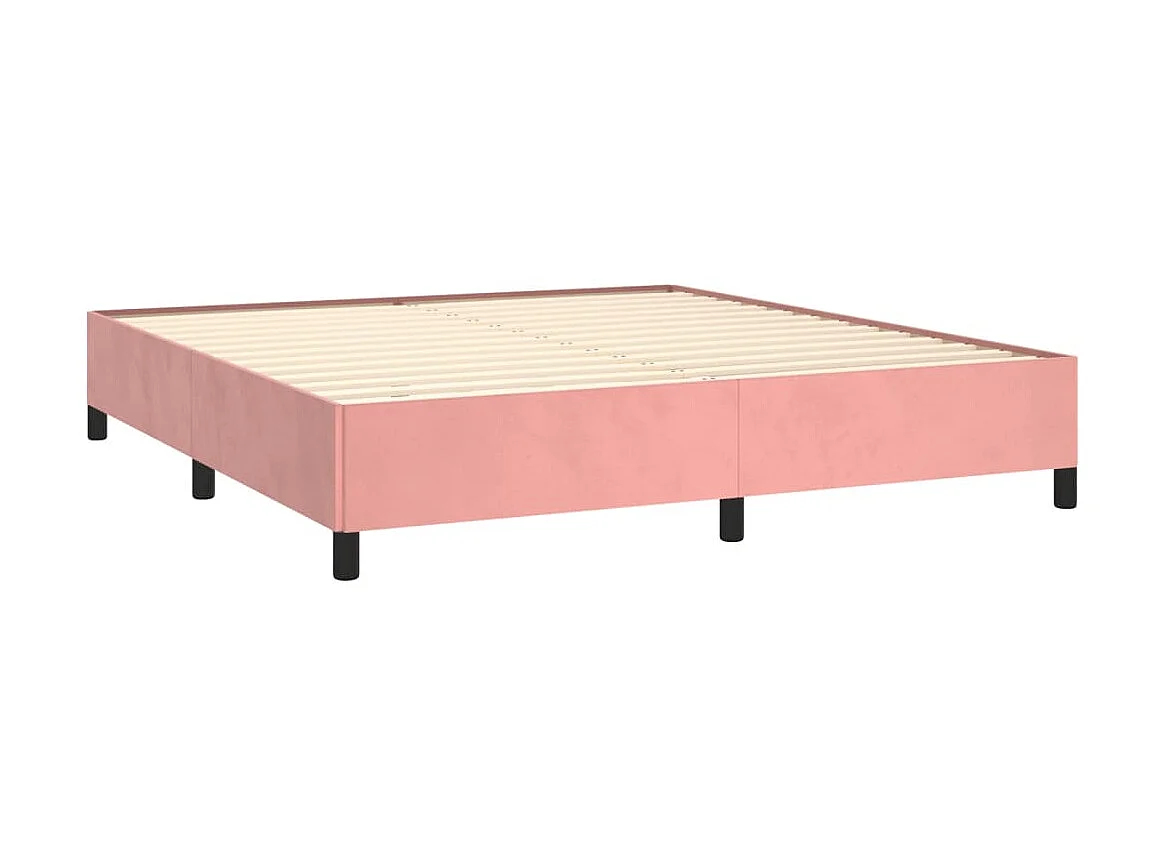 Cama 160x200 cm veludo rosa PT499664