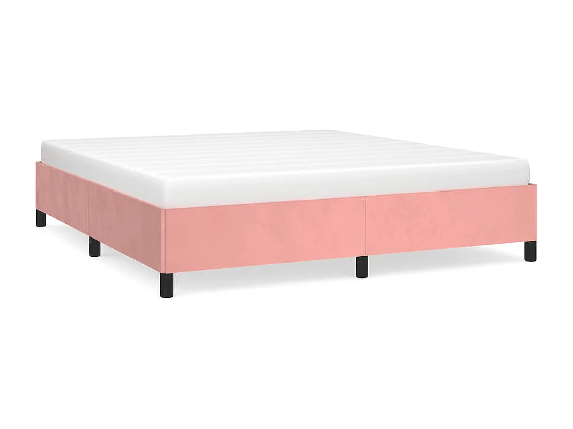 Cama 160x200 cm de terciopelo rosa ES98986